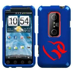  HTC EVO 3D RED HURLEY HEART ON A BLUE HARD CASE COVER 