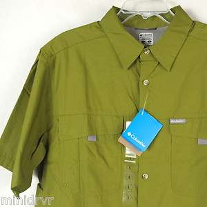 NEW Columbia Green Lava Butte Vented Cotton Fishing Shirt Mens S M L 