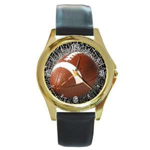  football shattered Round Gold Trim Watch Z0215 Everything 