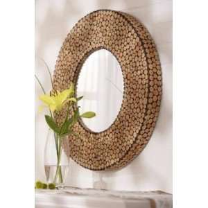   22 Round Rural Cottage Wood Mirror With Mini Circles