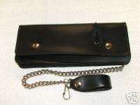 LEATHER WALLET 9.5 W/CHAIN AND OUTSIDE ZIPPERED POCKET  