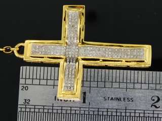   FINISH 5CT DIAMOND JESUS ROSARY CHAIN PRAYING HANDS CROSS CHARM  