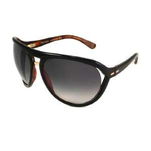 NWT $425 TOM FORD Milo TF73 035 Black/Havana Aviator Sunglasses Smoke 