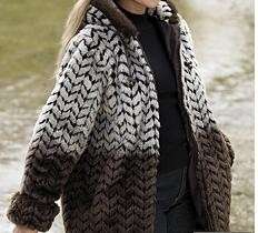 womens winter reversible hooded jacquard faux fur coat jacket 