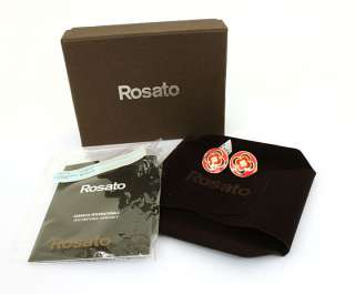 ROSATO SIGNED 18K GOLD DIAMONDS & ENAMEL EARRINGS NWT BOX RETAIL $810 