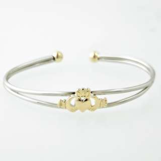 Irish Claddagh Bangle Cuff Bracelet  