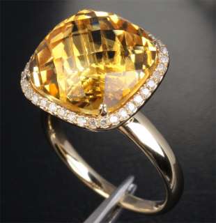 10.86CT CITRINE & DIAMOND   14K YELLOW GOLD Engagement Wedding RING 