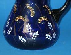 Victorian Cobalt Blue & Enamel Art Glass Pitcher c.1880  