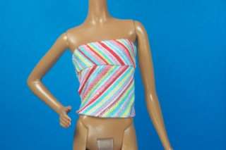 Red Blue Yellow White Tube Halter Top Barbie Model Muse  