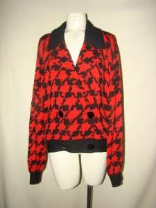 St. John For  Red And Black Houndstooth Sweater 