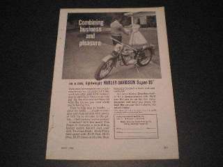 1960 Harley Davidson Super 10 Motorcycle Ad  