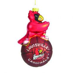 Louisville Cardinals 5 Glass Mascot Basketball Ornament 