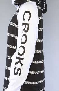 Crooks and Castles The Chain Stripe Henley Hoody in Black White 