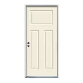 JELD WEN 36 In. X 80 In. Prepainted French Vanilla Steel Prehung Right 