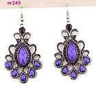 new purple Tibet Silver dangle Crystal Earrings er249