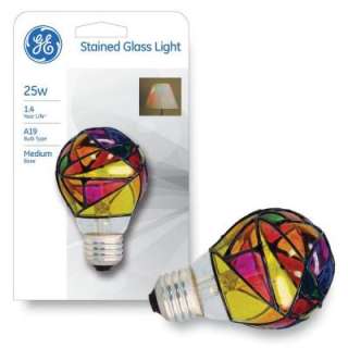 GE 25 Watt Stained Glass Incandescent Light Bulb 25A/SG CD/PQ1/5 at 