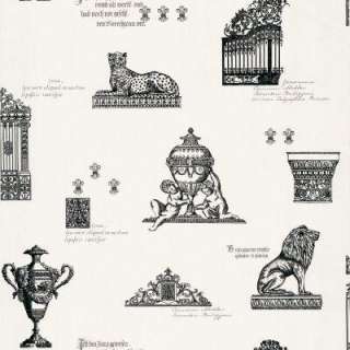 The Wallpaper Company 56 Sq.ft. Black And White Urns Wallpaper 