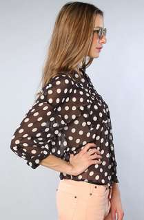 Free People The Polka Dot Easy Rider Button Down Top in Black 