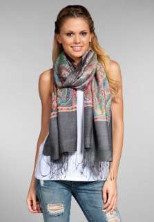 TOLANI Paisley Scarf in Charcoal 