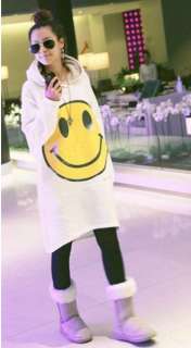NEW Women Super Fashion People Smile Face Long Hoodie Sweater Coat 911 