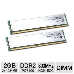 Ultra 2048MB Dual Channel PC6400 DDR2 800MHz Memory (2 x 1024MB) at 