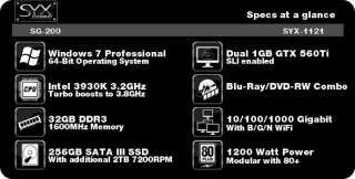 SYX Venture SG 200 Gaming PC   Intel Core i7 3930K 3.2 GHz, Genuine 