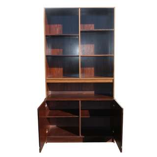 6ft Vintage Danish Rosewood Bookcase China Cabinet  