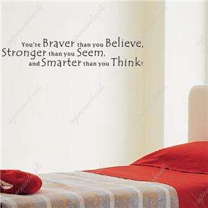You are braver than you think words and letters quote decals  