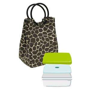 Fit & Fresh Retro Insulated Designer Lunch Bag, Giraffe Pattern 