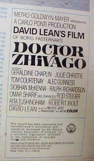 Dr Doctor Zhivago Original Soundtrack LP Record Album  