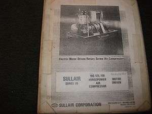 Sullair 20 series 100 125 150 compressor parts manual  