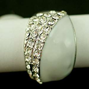   Ladys Chic White Sphere Gemstone Zircon Finger Ring Costume top