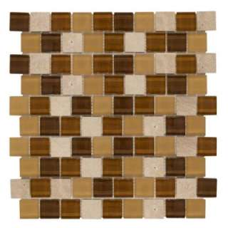   1x1 12 in. x 12 in. Stone & Glass Wall Tile 99432 
