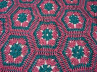   Teal Green Plum Purple Granny Square Afghan Throw Blanket Quilt  
