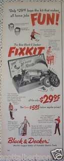 BLACK & DECKER FIXKIT DRILL TOOL KIT VINTAGE AD 1955  