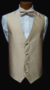 New Mens Jean Yves Sand Fullback Vest & Bow Tie Tuxedo Wedding Prom 