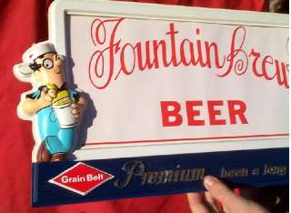   Grain Belt Beer Stanley & Albert Vacuform Plaque Sign fountian brew