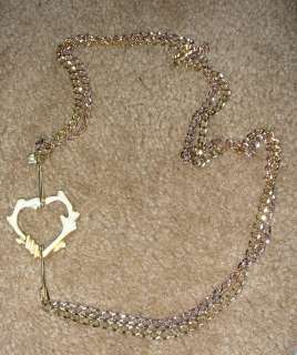   Yellow Rose Gold Plated Large Cream Enamel Heart Necklace $195  