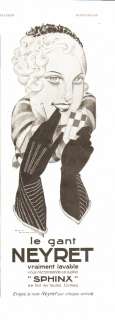 1933  Gants NEYRET Gloves, French Ad Rene Vincent  