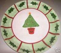 Christmas Tree Topiary Hand Painted Ceramic Platter  