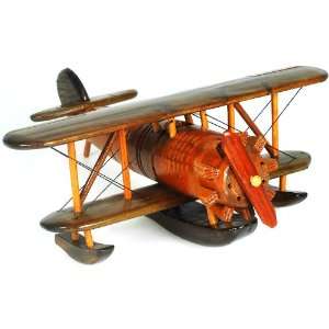 Holz Doppeldecker Flugzeug Modell Flugmodell Deko A Naturholz  