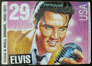 1992 USPS Jigsaw Puzzle   Postcard of Elvis Presley 29 Cent Stamp 