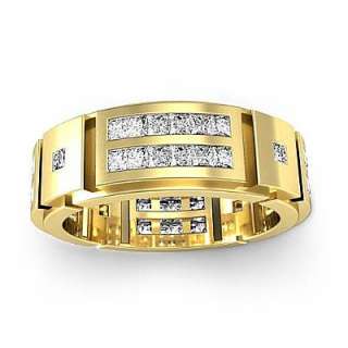 2ct Diamond Ring Men Channel Wedding Band Y18k Gold s10  