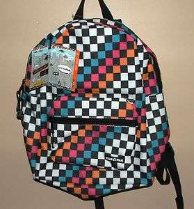 New YAK PAK Girls Multi Color CHECKERED Backpack Bookbag Nwt School 
