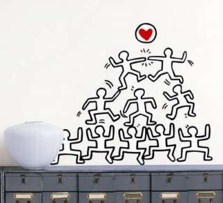 Wandtattoo Keith Haring Figuren mit Herz Wandsticker  