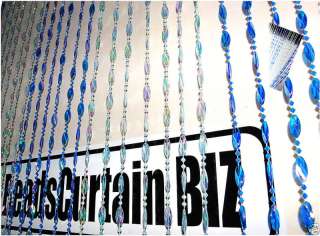 Multi Blue Twisted Beads Beaded Curtain Door/Window Art  