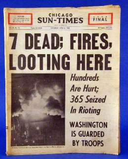 April 6 1968 Chicago Sun Times Newspaper MLK Martin Luther King 