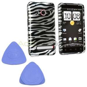 For Sprint HTC EVO 4G Silver Black Zebra Rubber Hard Phone Case Cover 