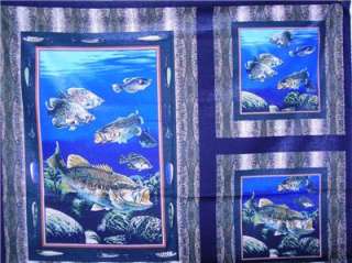 New Bass Fabric Panel Fishing Fish Quilting Wall  