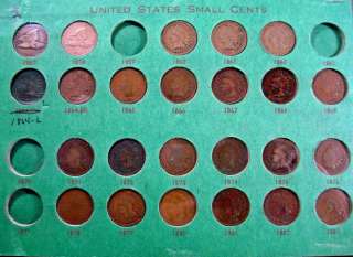 PARTIAL INDIAN HEAD CENT SET, IN VERY OLD ALBUM, SEE DISCRIPTION FOR 